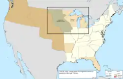 Map of the change to the United States in central North America on June 28, 1834