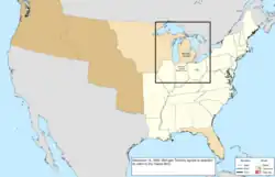 Map of the change to the United States in central North America on December 14, 1836