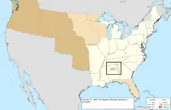 Map of the change to the United States in central North America on January 27, 1840