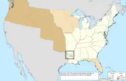 Map of the change to the United States in central North America on June 24, 1841