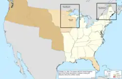 Map of the change to the United States in central North America on October 13, 1842
