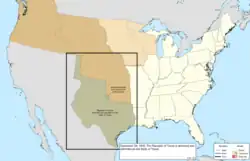 Map of the change to the United States in central North America on December 29, 1845