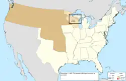 Map of the change to the United States in central North America on November 5, 1847