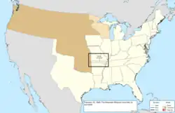 Map of the change to the United States in central North America on February 15, 1848