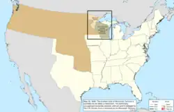 Map of the change to the United States in central North America on May 29, 1848