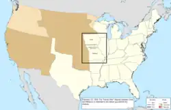 Map of the change to the United States in central North America on February 13, 1849