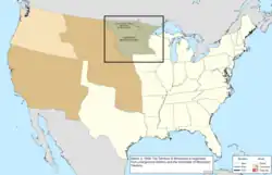 Map of the change to the United States in central North America on March 3, 1849