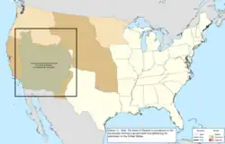 Map of the change to the United States in central North America on March 12, 1849