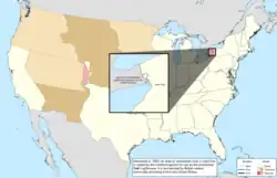 Map of the change to the United States in central North America on December 9, 1850
