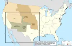 Map of the change to the United States in central North America on December 13, 1850