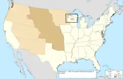 Map of the change to the United States in central North America on December 11, 1852
