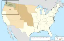 Map of the change to the United States in central North America on March 2, 1853