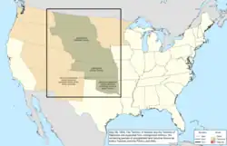 Map of the change to the United States in central North America on May 30, 1854