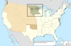 Map of the change to the United States in central North America on May 11, 1858