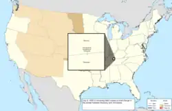 Map of the change to the United States in central North America on July 6, 1859
