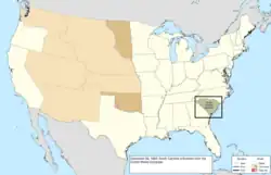 Map of the change to the United States in central North America on December 20, 1860