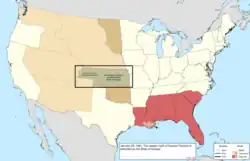 Map of the change to the United States in central North America on January 29, 1861