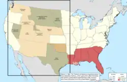 Map of the change to the United States in central North America on March 2, 1861