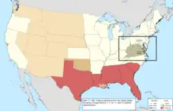 Map of the change to the United States in central North America on April 17, 1861