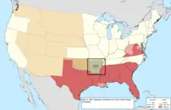 Map of the change to the United States in central North America on May 6, 1861