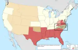 Map of the change to the United States in central North America on May 20, 1861
