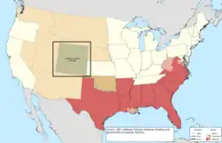 Map of the change to the United States in central North America on June 6, 1861