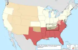 Map of the change to the United States in central North America on June 8, 1861