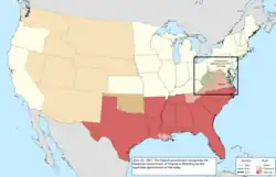 Map of the change to the United States in central North America on June 25, 1861