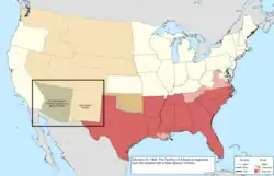 Map of the change to the United States in central North America on February 24, 1863