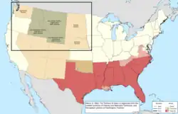Map of the change to the United States in central North America on March 3, 1863