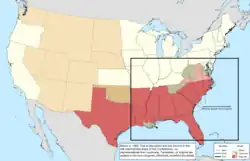 Map of the change to the United States in central North America on March 4, 1863