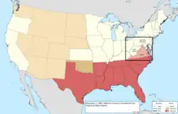 Map of the change to the United States in central North America on November 2, 1863