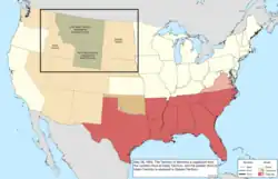 Map of the change to the United States in central North America on May 26, 1864