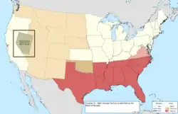 Map of the change to the United States in central North America on October 31, 1864