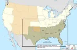 Map of the change to the United States in central North America on May 5, 1865