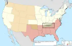 Map of the change to the United States in central North America on July 24, 1866