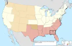 Map of the change to the United States in central North America on December 13, 1866