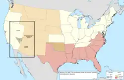 Map of the change to the United States in central North America on January 18, 1867