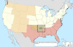 Map of the change to the United States in central North America on June 22, 1868
