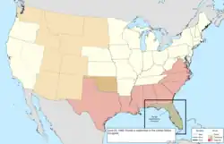 Map of the change to the United States in central North America on June 25, 1868
