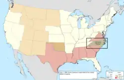 Map of the change to the United States in central North America on July 4, 1868
