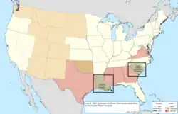 Map of the change to the United States in central North America on July 9, 1868