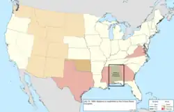 Map of the change to the United States in central North America on July 13, 1868