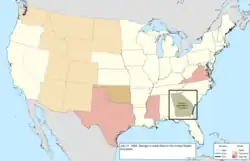 Map of the change to the United States in central North America on July 21, 1868