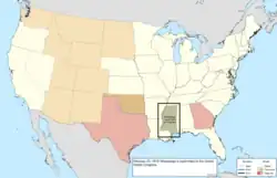 Map of the change to the United States in central North America on February 23, 1870