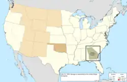Map of the change to the United States in central North America on July 15, 1870