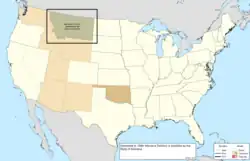 Map of the change to the United States in central North America on November 8, 1889