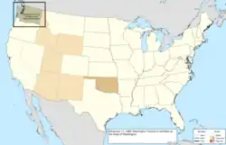 Map of the change to the United States in central North America on November 11, 1889