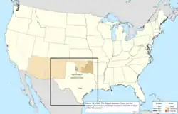 Map of the change to the United States in central North America on March 16, 1896