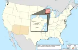 Map of the change to the United States in central North America on January 1, 1909